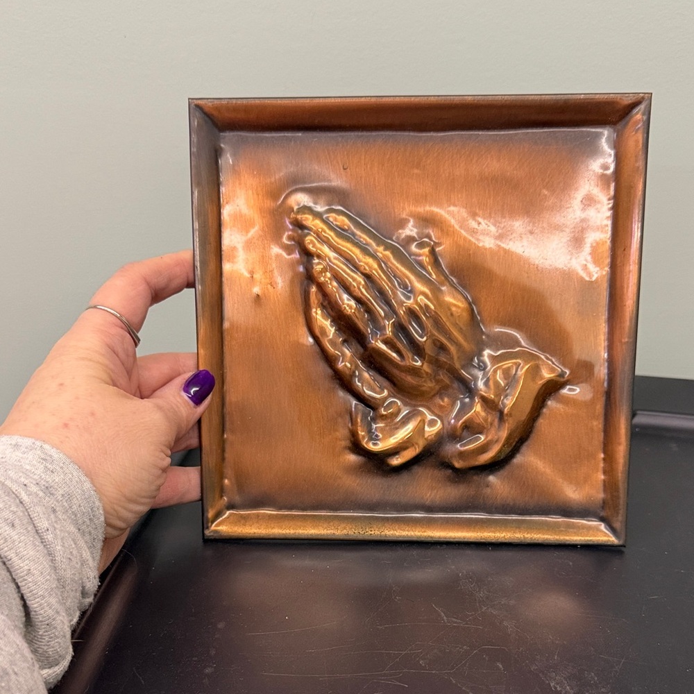 Vintage Coppercraft Guild  Praying Hands Wall Art